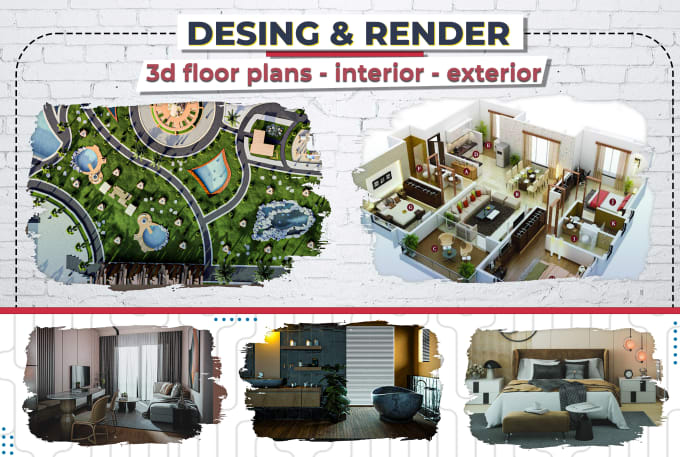 Gig Preview - Design and render 3d floor plans exterior and interior scene