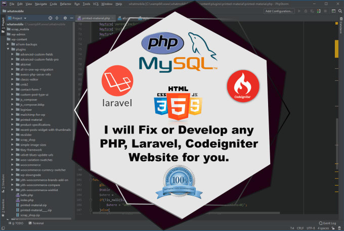 Gig Preview - Develop, fix or install any PHP laravel,codeigniter wordpress sites