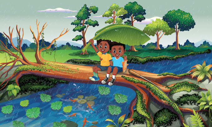 Gig Preview - Draw african american children  book illustration