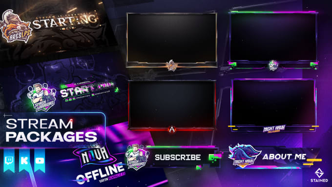 Bestseller - create animated twitch overlay stream pack and mascot logo