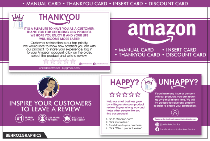 Gig Preview - Design amazon thankyou card, manual card and product insert