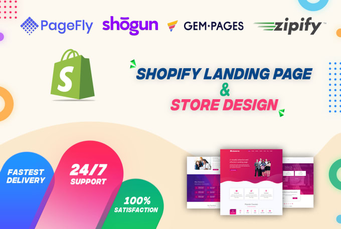 Gig Preview - Create shopify landing page or ecommerce site with pagefly