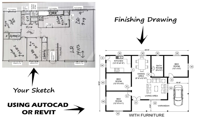 Gig Preview - Draw architectural 2d floor plans with revit and autocad