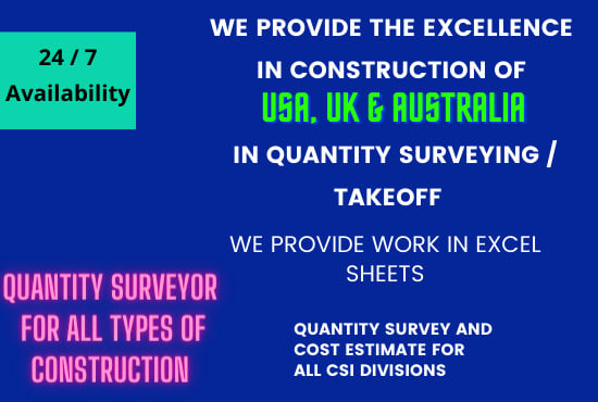 Gig Preview - Be a quantity surveyor and takeoff expert for your construction estimate project