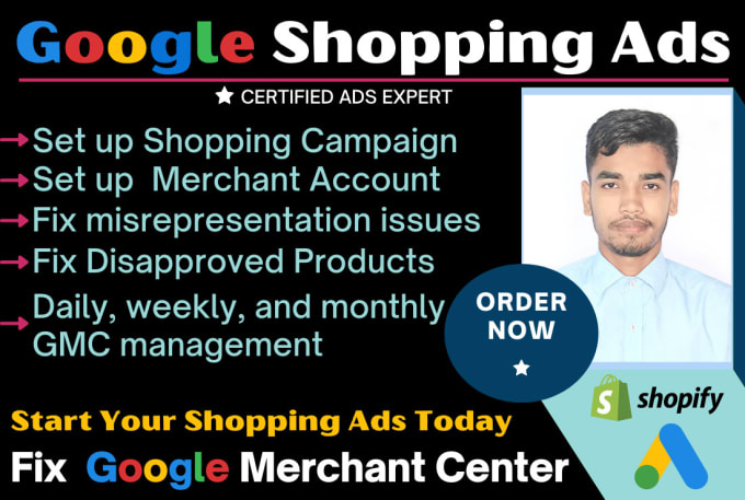 Gig Preview - Set up google shopping ads for shopify, woocommerce, fix merchant center issues