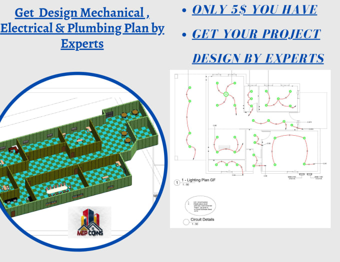 Gig Preview - Do mechanical, electrical, plumbing plan design on autocad, revit