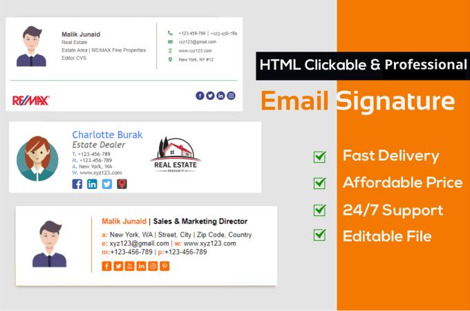 Gig Preview - Create email signature HTML, clickable HTML email signature