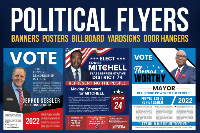 Gig Preview - Do political banners flyers, yard signs door hangers designs