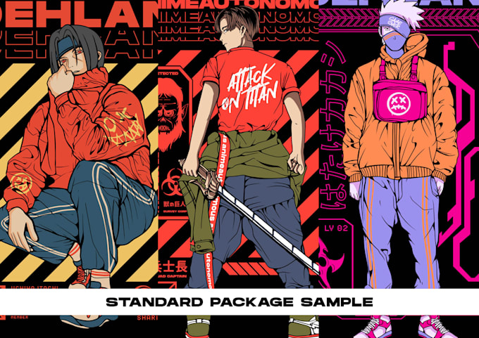 Gig Preview - Created anime streetwear tshirt design