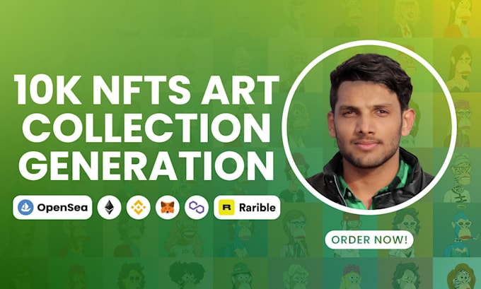 Gig Preview - Generate 10k nft art collection and metadata with rarities