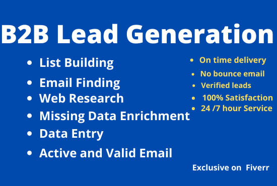 Gig Preview - Do b2b lead generation, list building and data enrichment