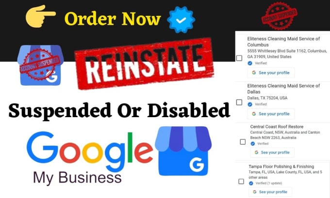 Gig Preview - Reinstate disabled gmb google my business profiles