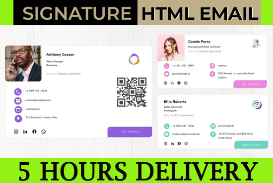 Gig Preview - Create professional clickable HTML email signature for outlook, gmail, etc