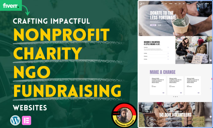 Gig Preview - Create a nonprofit, charity, ngo, fundraising website with wordpress elementor