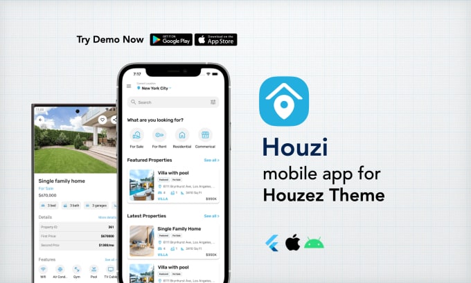 Gig Preview - Make houzez real estate mobile app