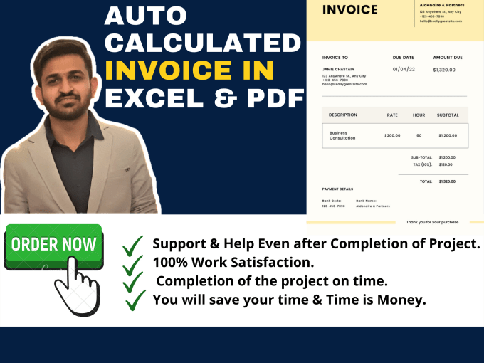 Gig Preview - Design autocalculated invoice in ms excel and PDF for your business