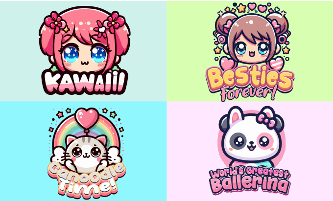 Gig Preview - Create cute mascot kawaii logo cute chibi cartoon animal illustration