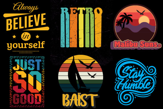 Gig Preview - Do bulk retro vintage typography t shirt design for merch by amazon