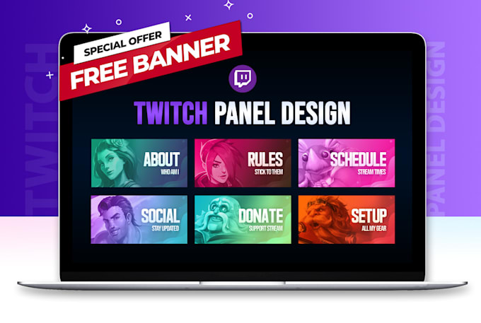 Bestseller - design custom unique twitch panels