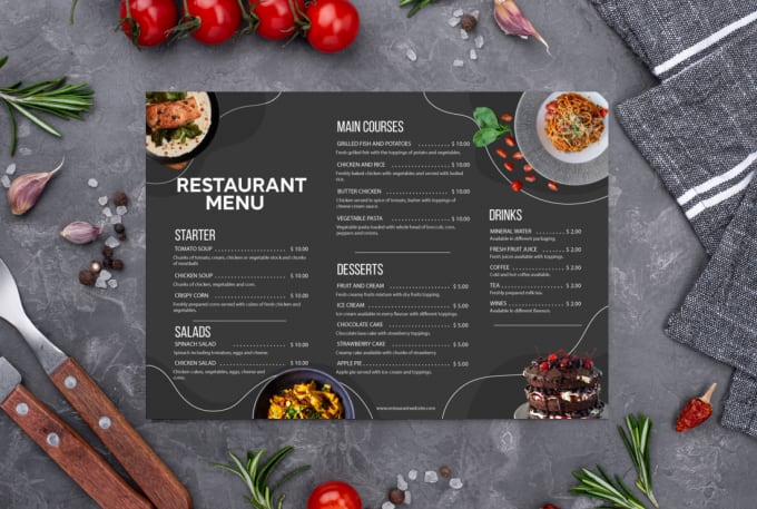 Gig Preview - Design digital food menu restaurant menu card or brochure