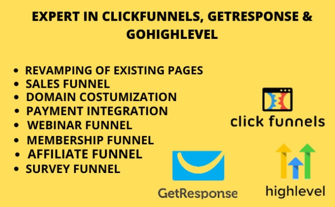 Gig Preview - Design gohighlevel, clone go high level, clickfunnels, getresponse, sales funnel