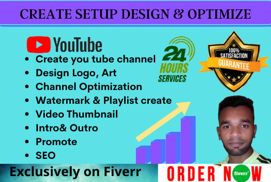 Gig Preview - Create, set up, design, optimize and grow youtube channel