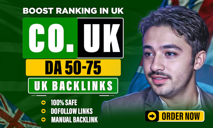 Gig Preview - Do white hat seo co UK backlinks having da 50 to 75 dofollow parament  links