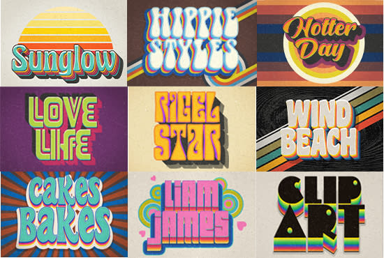 Gig Preview - Design 70s retro, hippie, psychedelic, funky font typography logo