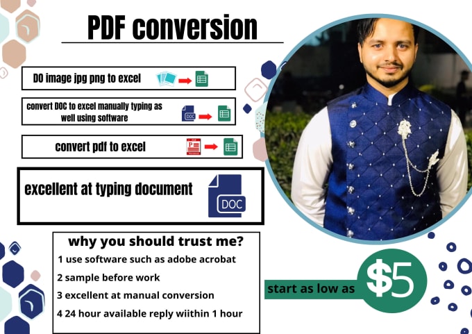 Gig Preview - Do amazing pdf to excel conversion manually