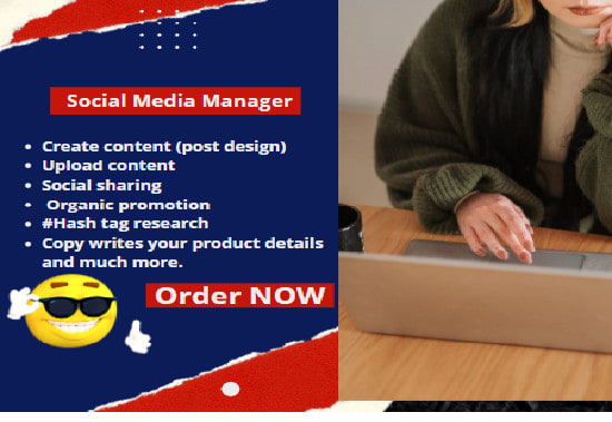 Gig Preview - Provide you social media manager services at cheap price