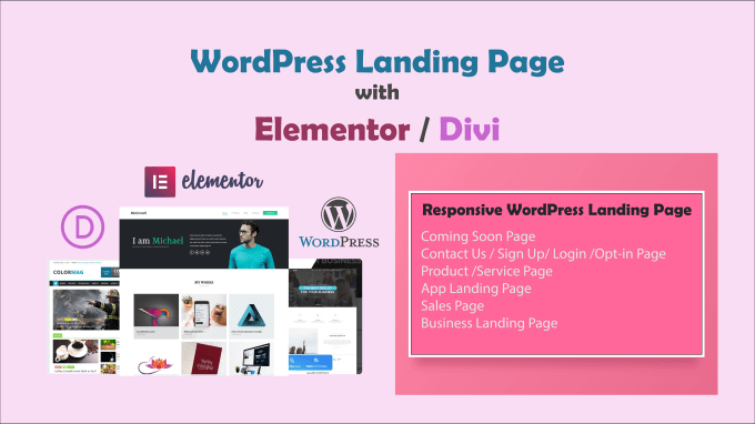 Gig Preview - Design wordpress landing page,elementor landing page