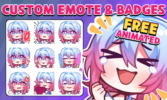 Gig Preview - Draw cutest emotes, animated emotes, badges for vtuber, twitch, discord,