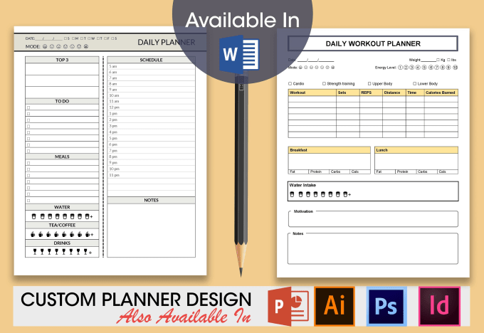 Gig Preview - Design printable planner or digital planner, journal design