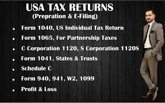 Gig Preview - Do profit and loss, US tax return form 1040 1120 and schedule c