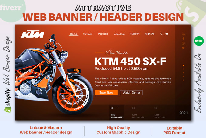 Gig Preview - Design attractive web banner, header, shopify store slider, hero image, cover