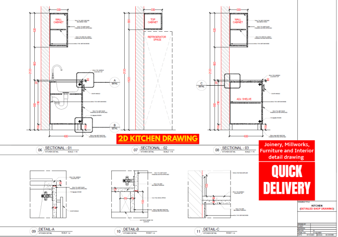 Gig Preview - Make cabinet, furniture and interior detail drawing