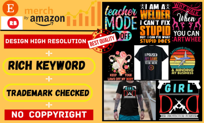 Gig Preview - Do creative merch by amazon t shirt design  and listing