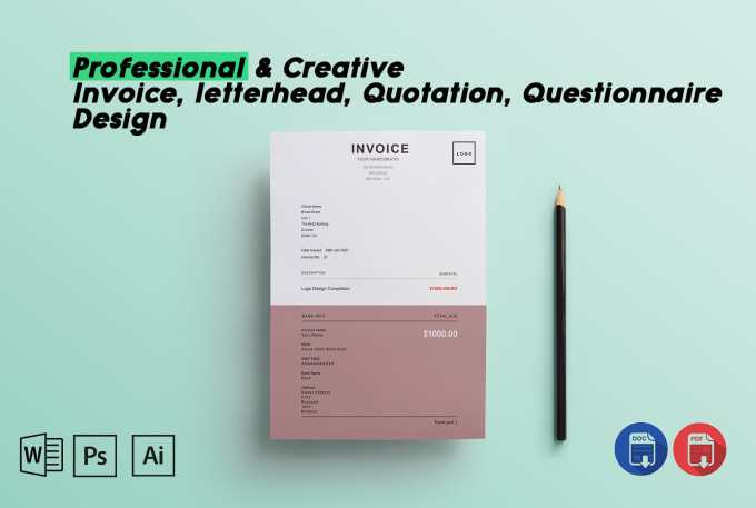 Gig Preview - Design invoice, letterhead, price lists,  business templates