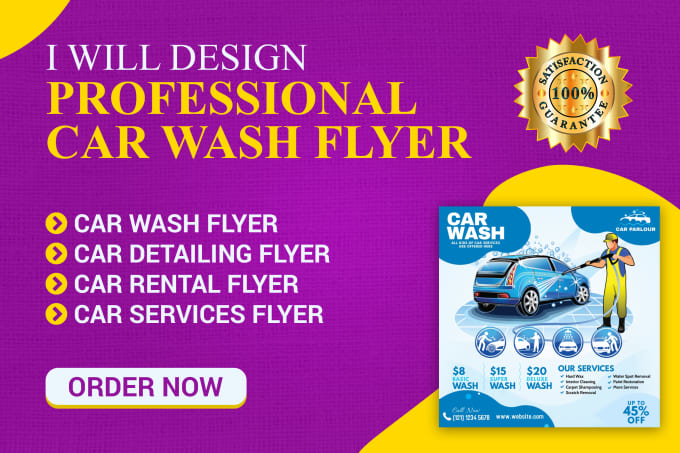 Gig Preview - Design car wash flyer, car detailing, rental and services flyer