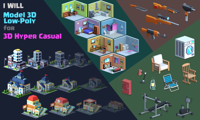 Gig Preview - Create 3d low poly object for hyper casual game