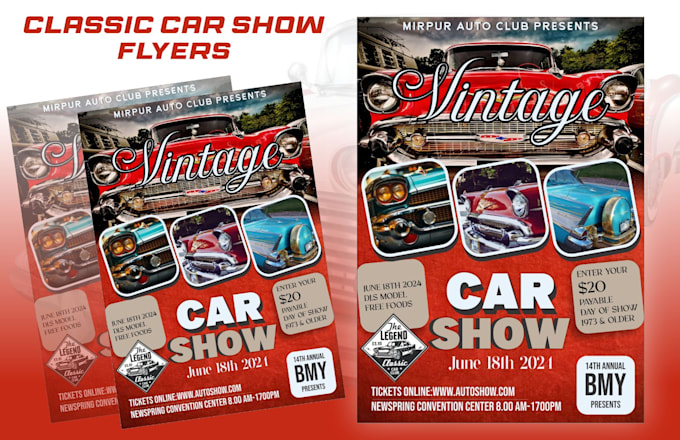 Gig Preview - Design classic car show modern carwash auto detailing flyer poster