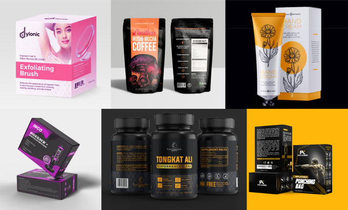 Gig Preview - Do label design, amazon product packaging, box design, pouch and bottle label