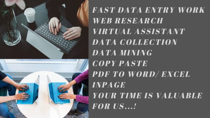 Gig Preview - Be your VA for fast data entry, web research work