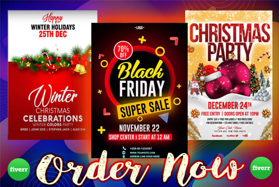 Gig Preview - New year christmas, black friday, birthday party,sale flyers