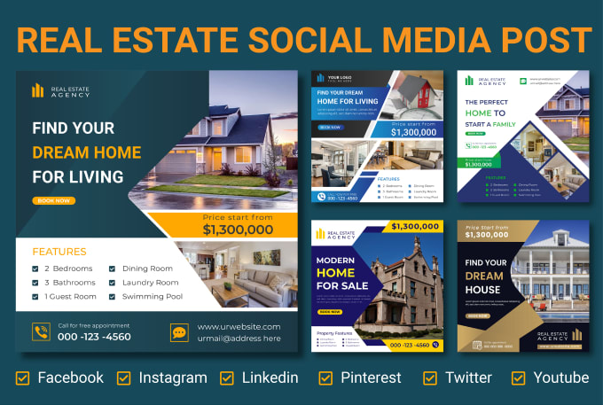 Gig Preview - Design unique social posts banners for real estate business ads