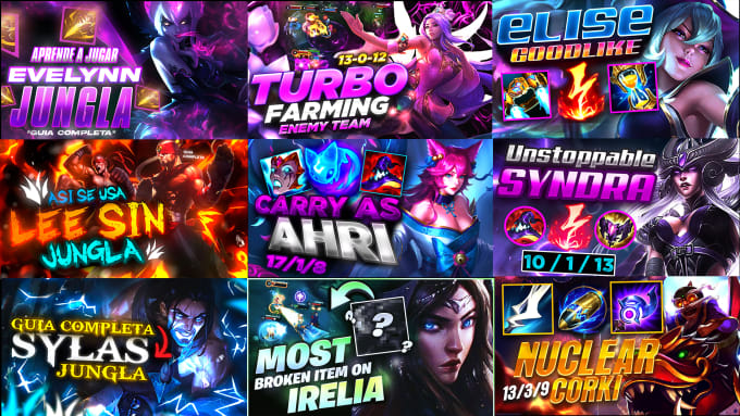 Gig Preview - Do the best eye catching league of legends thumbnails