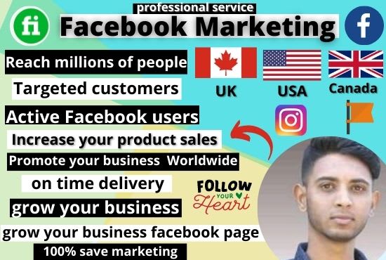 Gig Preview - Do organic facebook in promote your business USA,UK canada