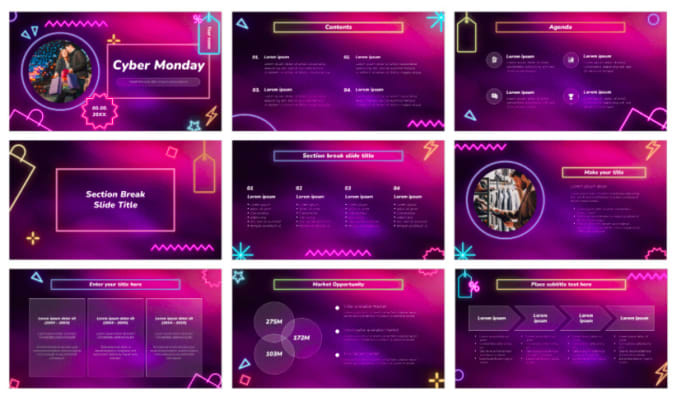 Gig Preview - Make an neon ppt template