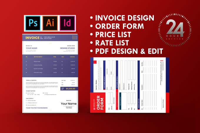 Gig Preview - Design invoice, order form, price list, rate list or PDF