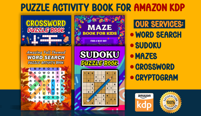 Gig Preview - Create puzzle and game activity book interior and cover design for amazon KDP